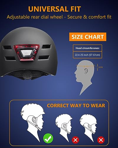 Adults Multi-Sport Electric Bike Helmet with USB LED Lights