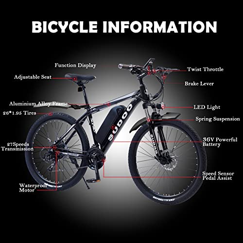 SOODOO 26" Electric Bike with 250W Motor