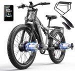 VLFINA Fat Tire Full Suspension E-Bike - 26