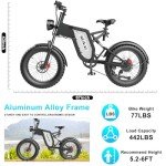 KELKART 20" Electric Mountain Bike, Shimano 7-Speed Gear