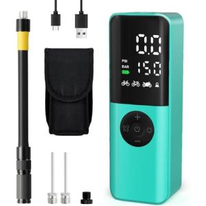 GPUTEK Mini Electric Bike Pump with Digital Gauge