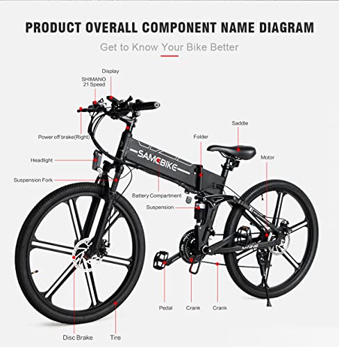 SAMEBIKE 26'' Electric City Bike 21-Speed