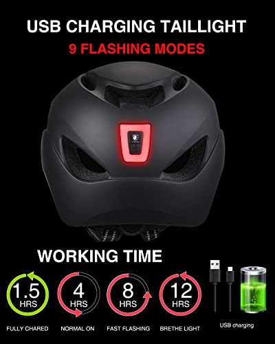Electric Bike Helmet with USB Rear Light & Visor
