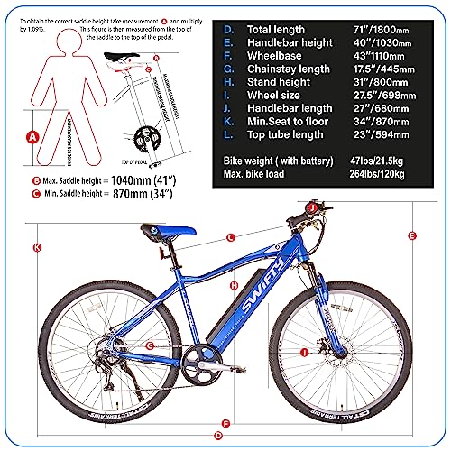Blue Electric Mountain Bike - Swifty AT656