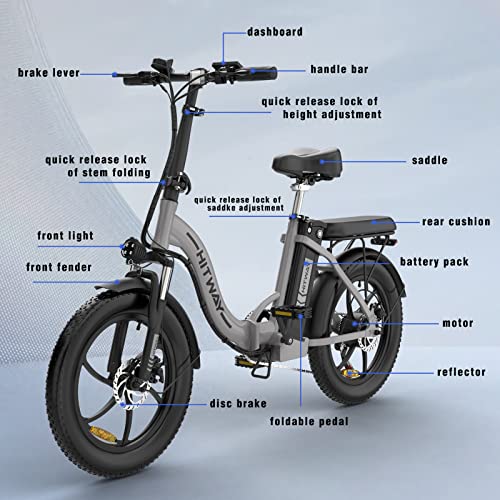 HITWAY 20" Fat Tire Electric Bike - 7 Gears