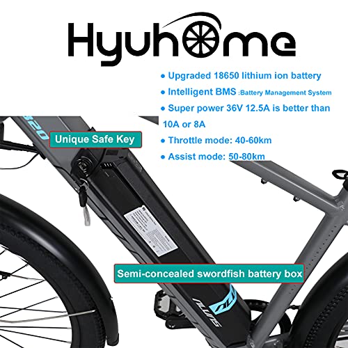 Hyuhome 27.5" Electric Mountain Bike, Grey