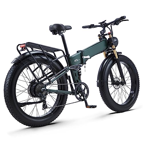 Green Fat Tire Electric Mountain Bike for Men