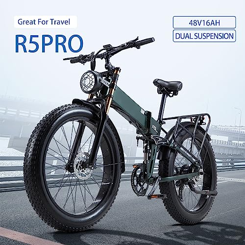 Green Fat Tire Electric Mountain Bike for Men