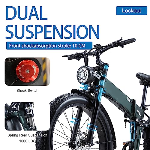 Green Fat Tire Electric Mountain Bike for Men