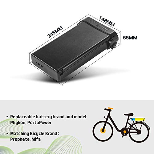 24V 10.4Ah E-Bike Battery + Charger (U.K. MIFA, Prophete)