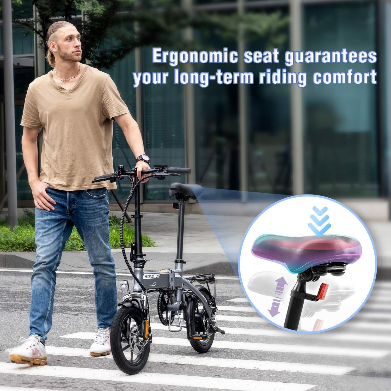 HITWAY 14" Electric Foldable City E-Bike 7.5Ah