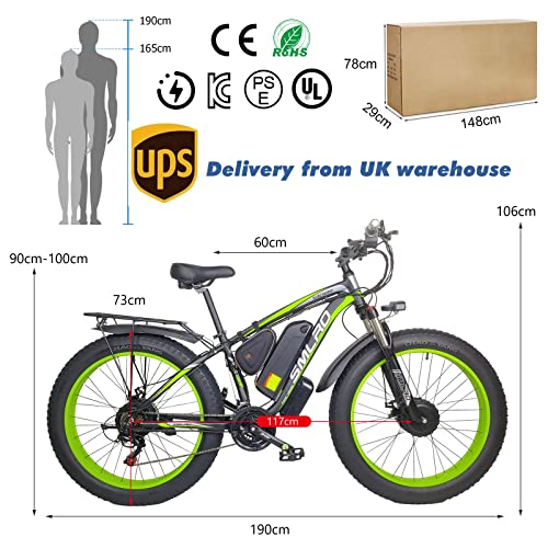 Hyuhome Adult Men's Green 26" Fat Tire E-Bike