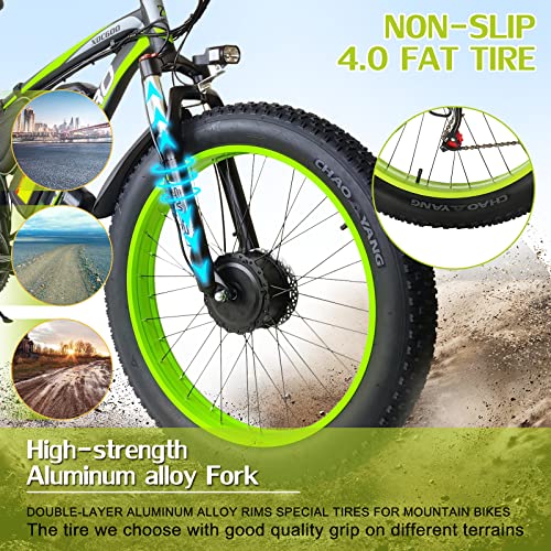 Hyuhome Adult Men's Green 26" Fat Tire E-Bike