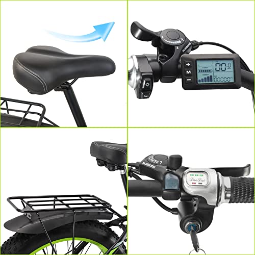 Hyuhome Adult Men's Green 26" Fat Tire E-Bike