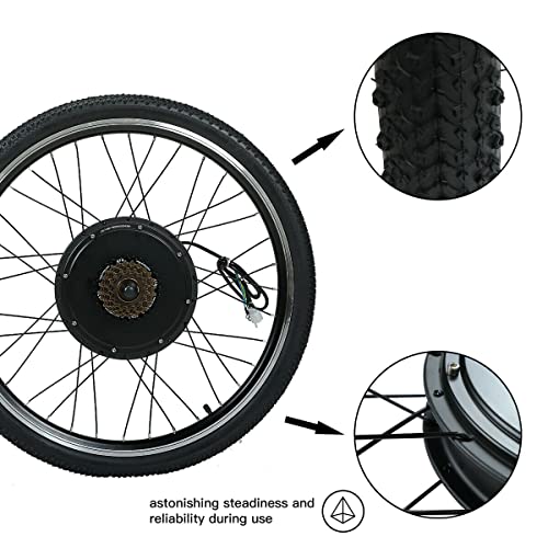 48V 1000W Electric Bike Conversion Kit, 26" Rear Wheel