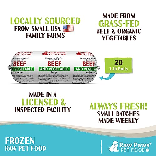 Raw Paws Pet Beef & Veggie Dog Food Rolls