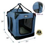 Folding Soft Dog Crate with Fleece Bed - Blue Gray