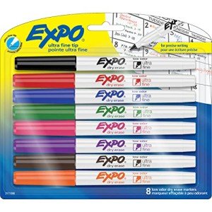 Low Odor Ultra-Fine Dry Erase Markers, 8 Count