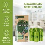 Pogi’s Dog Poop Bags - 10 Rolls (150 Doggie Poop Bags) - Leak-Proof Dog Waste Bags - Scented, Ultra Thick, Extra Large Poop Bags for Dogs