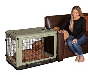 Pet Gear “The Other Door” 4 Door Steel Crate for Dogs/Cats with Garage-Style Door, Includes Plush Bed + Travel Bag, No Tools Required, 3 Models, 3 Colors