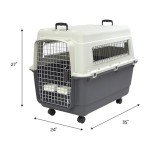 SportPet Designs Plastic Kennels Rolling Plastic Airline Approved Wire Door Travel Dog Crate, X-Large, Gray