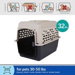 Petmate Vari Dog Kennel - Portable Crate for Pets 30-50 lbs - Airline-Friendly Pet Carrier - Durable Plastic Shell - For Home and Travel - Made in USA - 32 Inches - Taupe and Black