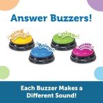 Learning Resources Recordable Answer Buzzers - Set of 4, Ages 3+ | Pre-K Personalized Sound Buzzers, Recordable Buttons, Game Show Buzzers, Perfect for Family Game and Trivia Nights