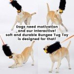 HOWGO Dog Rope Toy,Dog Bungee Chaser Toy 100% Sheepskin,Sheep Smell Tug Toy for All Breeds (Orange, Small)