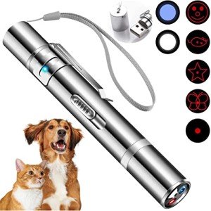 Laser Pointer with 5 Adjustable Patterns, USB Recharge Laser, Long Range and 3 Modes Training Chaser Interactive Toy, Dog Laser Toy