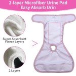 Susunyloviy Washable Female Dog Diapers for Medium Dogs,4 Pack Reusable Doggie Diapers Super Absorbent Dogs Pants in Period,Heat Cycle,Incontinence,Excitable Urination,Large