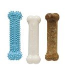 Nylabone Puppy Chew Toys & Natural Treat Triple Pack, Blue, Chicken & Bacon Flavor, Small - Up to 25 Ibs, 3 Pack