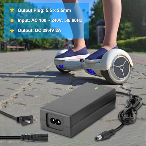 29.4V 2A Charger for Electric Skateboards & Bikes