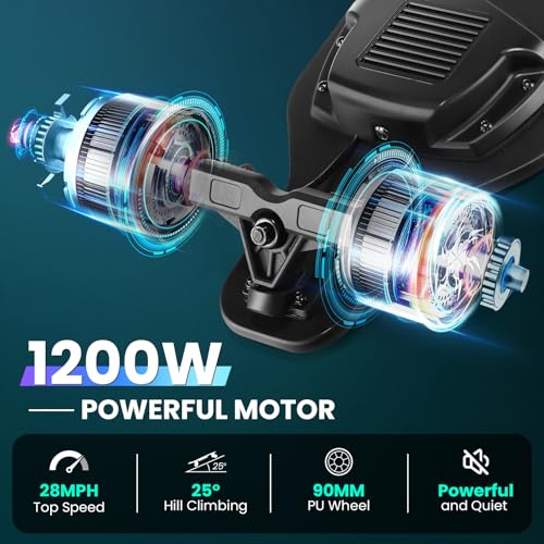 Caroma Glow-in-the-Dark Electric Skateboard, 1200W Motor