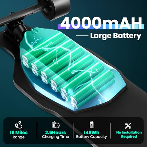 Caroma Glow-in-the-Dark Electric Skateboard, 1200W Motor