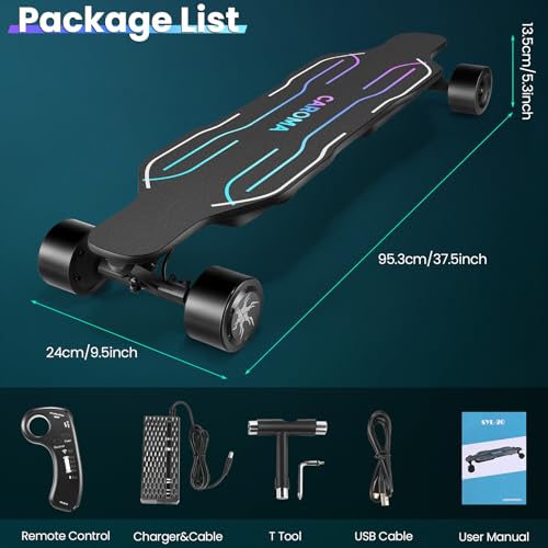 Caroma Glow-in-the-Dark Electric Skateboard, 1200W Motor