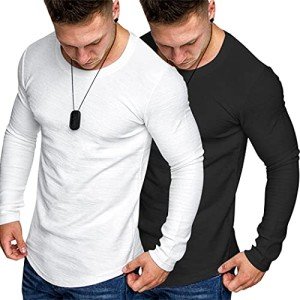Men's Fitted Long Sleeve Workout Tees - 2 Pack