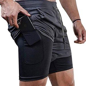 Surenow Men's 2-in-1 Running Shorts - Grey