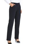 Oalka Women's Stretchy Yoga Dress Pants - Black