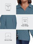 Plus Size V-Neck Long Sleeve Golf Polo - Blue