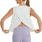 Women's Open Back White Tank Top - Size Large