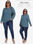 Plus Size V-Neck Long Sleeve Golf Polo - Blue