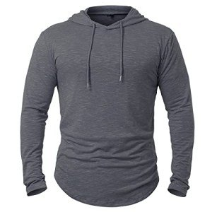 Men's Lightweight Long Sleeve Athletic Hoodie - Dark Grey