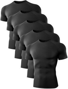 5-Pack Men's Compression Workout Shirts - Black