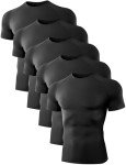 5-Pack Men's Compression Workout Shirts - Black