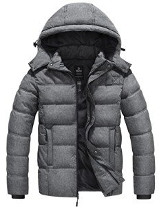 Men's Hooded Puffer Jacket - Heather Gray