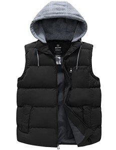 Men's Insulated Puffer Vest Hoodie - Black XL