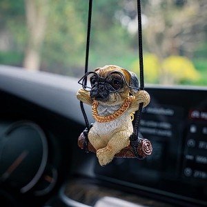 Pug Mirror Accessories - Swinging Dog with Glasses