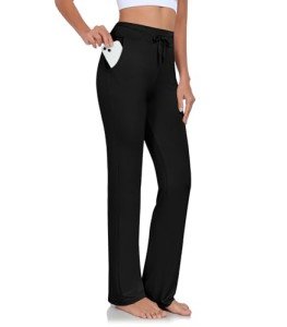 Women's Comfy Yoga Pants with Pockets - Black