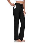 Women's Comfy Yoga Pants with Pockets - Black