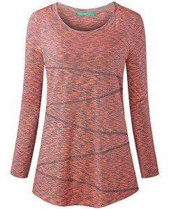 Kimmery Plus Size Long Sleeve Orange Workout Top
